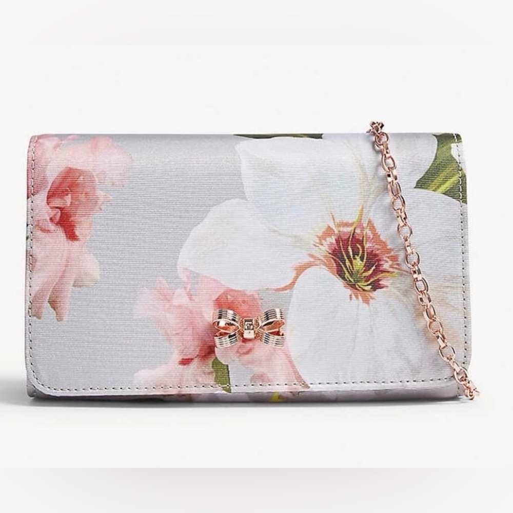 Ted Baker London Floral Clutch in White, Pink & Rose Gold